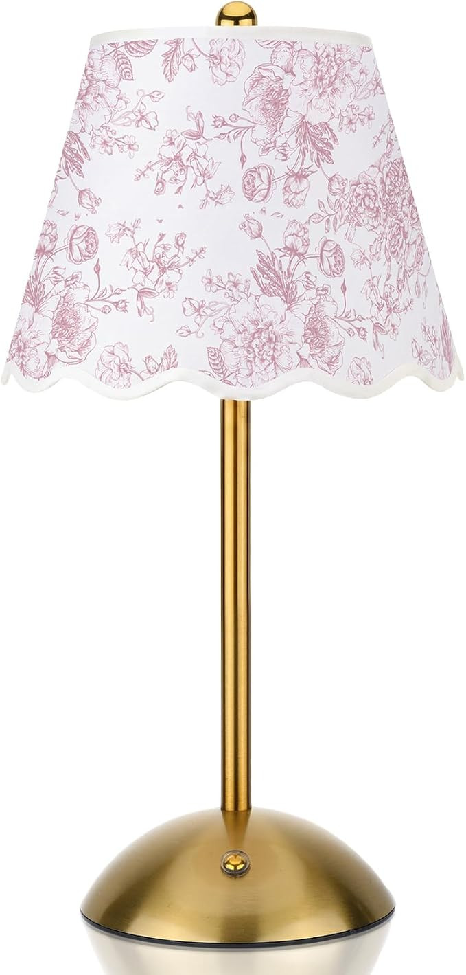 Pink Floral Wedding Cordless Table Lamps Rechargeable, LED Desk Lamp, 3 Colors Smooth Dimming, Po... | Amazon (US)