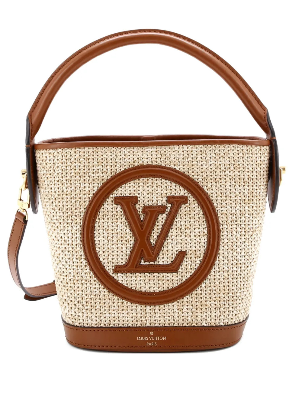Louis Vuitton Pre-Owned Petit NM Bag Raffia With Leather Bucket Bag | Brown | FARFETCH ID | Farfetch Global