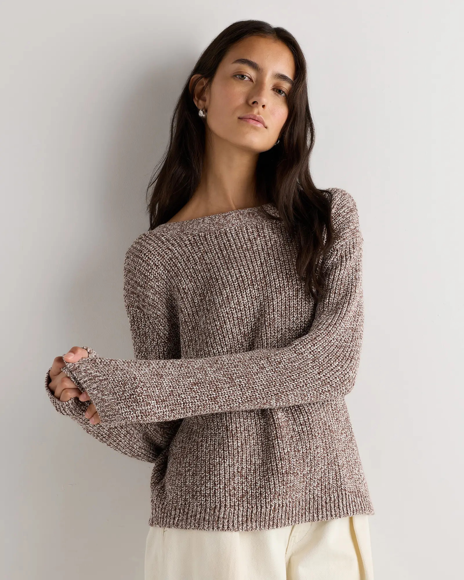 100% Organic Cotton Fisherman Boatneck Sweater | Quince