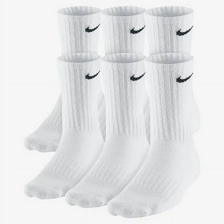 Nike Cotton Crew Socks 6 Pack - White - L | Walmart (US)