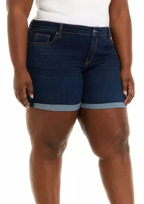 Crown & Ivy Women's Plus Size 5" Rolled Denim Shorts | Belk
