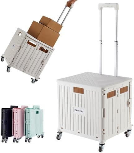 Amazon.com: Foldable Utility Cart Folding Portable Rolling Crate Handcart with Durable Heavy Duty... | Amazon (US)