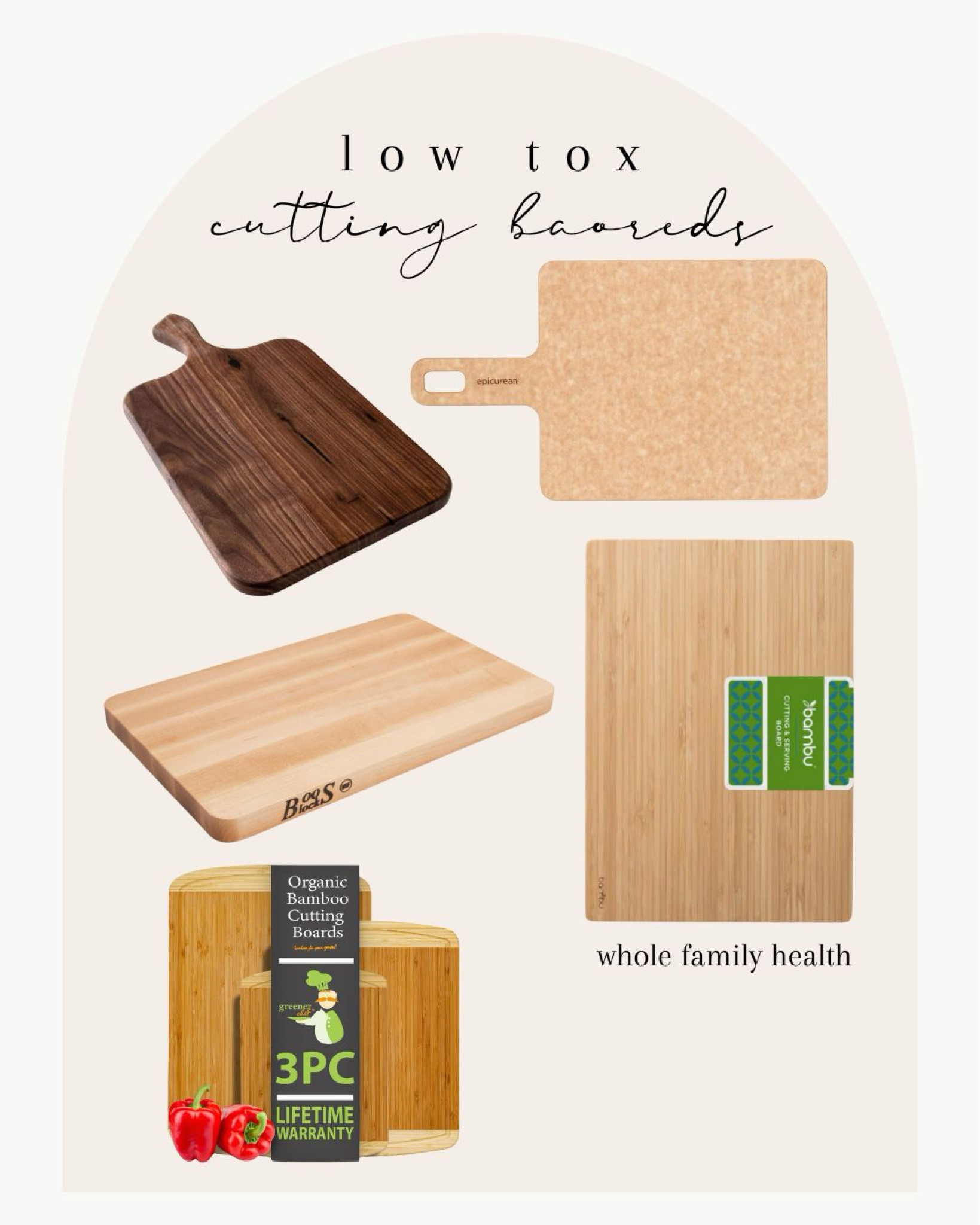 low tox cutting board round up 

also really love the quality of Treeboard cutting boards and Bambu cutting boards — but they can’t be linked! 