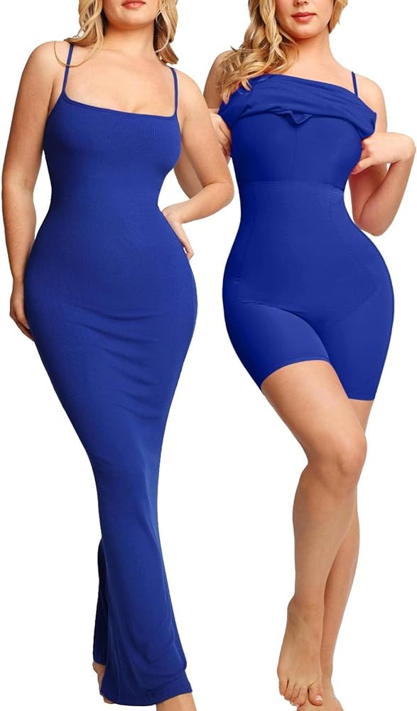 Popilush The Shapewear Dress Womens Summer Long Dresses Built-in Bra Slip Bodycon Maxi Dress with... | Amazon (US)