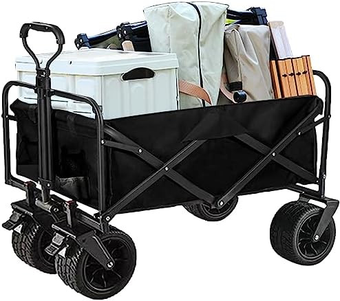Heavy Duty Utility Collapsible Wagon with All-Terrain 4in×7in Wheels,Load 330 Lbs,Portable 150 l... | Amazon (US)