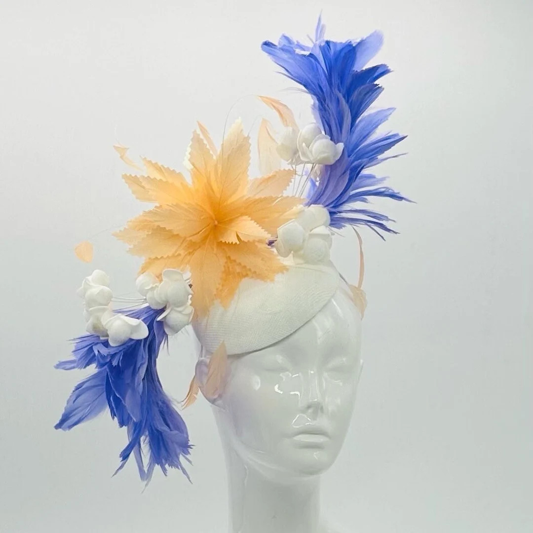 Periwinkle Purple Blue, Peach & White Derby Fascinator, Kentucky Derby Hat Alternative, Kentucky ... | Etsy (US)