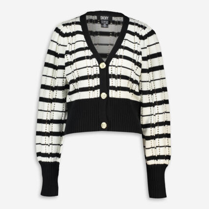 Black & White Open Weave Striped Cardigan | TK Maxx