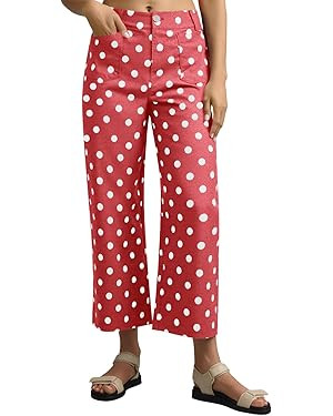 Tankaneo Womens Cropped Striped Jeans Casual High Waisted Stretchy Polka Dots Straight Leg Denim ... | Amazon (US)