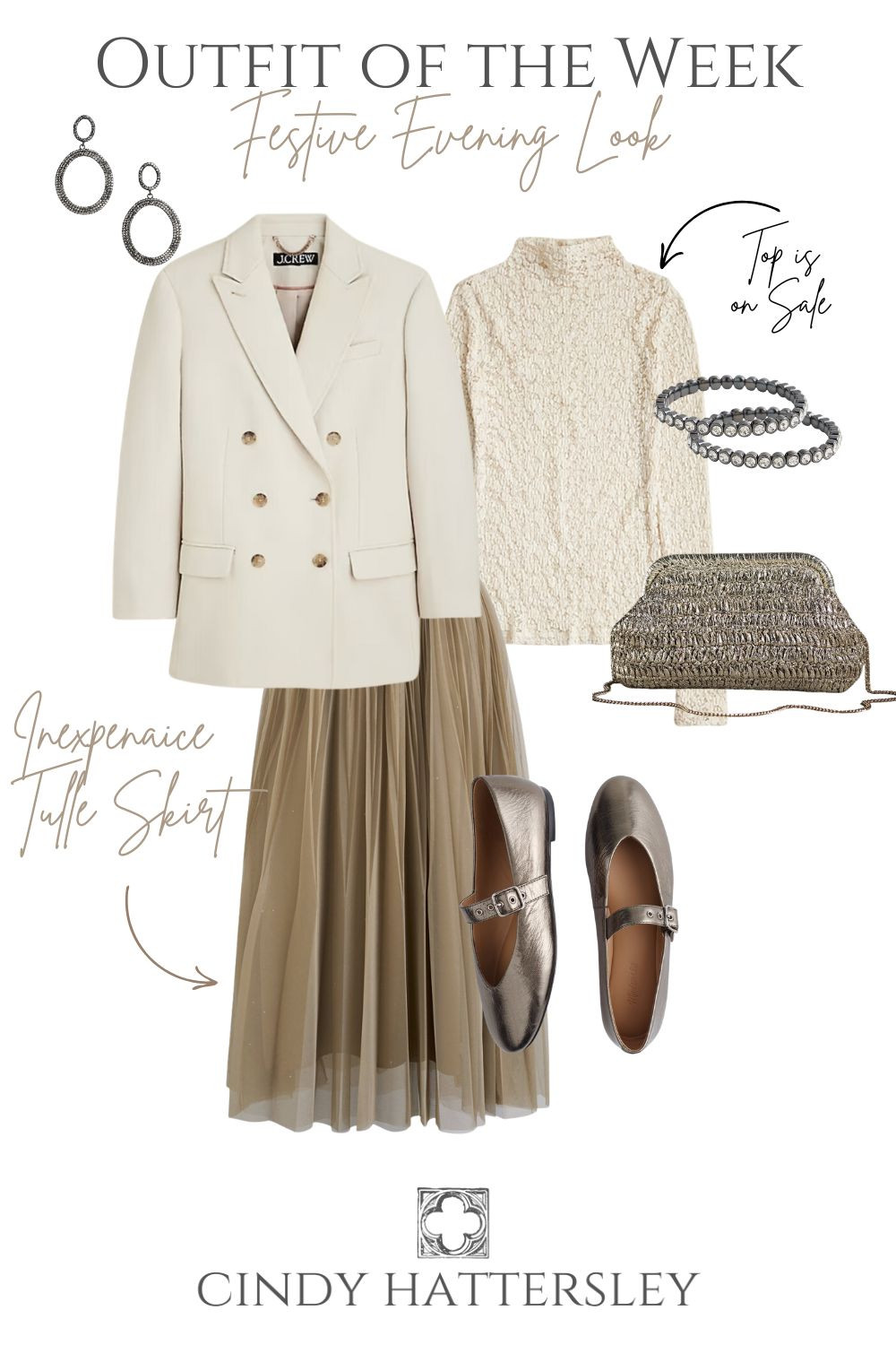 Holiday Outfit with skirt, blazer, and flats from J Crew, Banana Republic, Dolce Vita, and Anthropologie

#holidayoutfit #holidayattire 

 #LTKHoliday #LTKSeasonal #LTKOver40