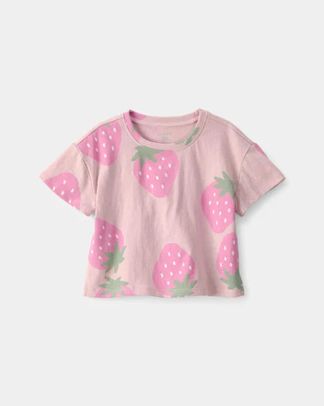 Baby Girl Strawberry Relaxed Top - Pink | Carter's | Carter's Inc