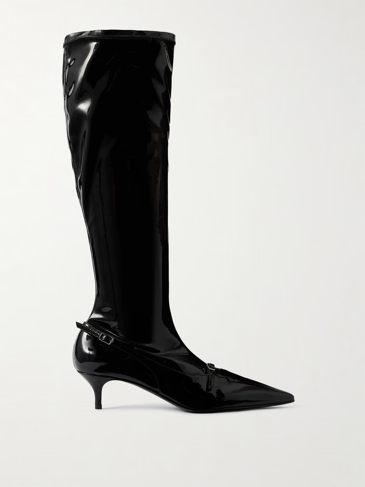 Magda Butrym - Buckled Patent-leather Knee Boots - Black | NET-A-PORTER (US)