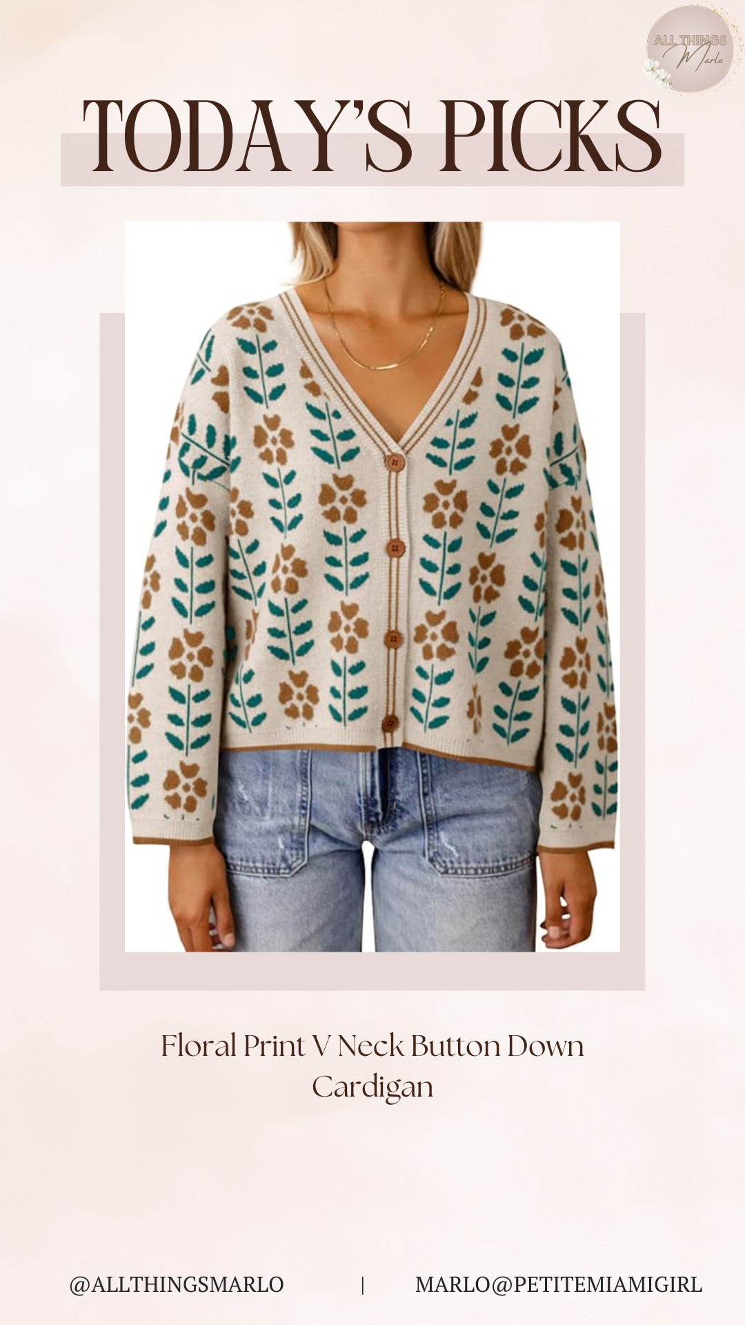 Floral Print V Neck Button Down Cardigan 

 #LTKSeasonal #LTKWorkwear #LTKTravel