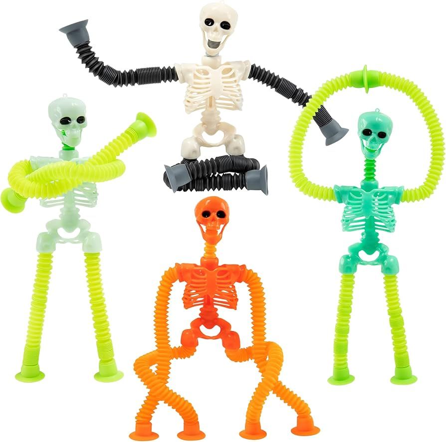 4PCS Telescopic Suction Cup Skeleton Toys, Shape Changing Telescopic Pop Tube Halloween Skeleton ... | Amazon (US)