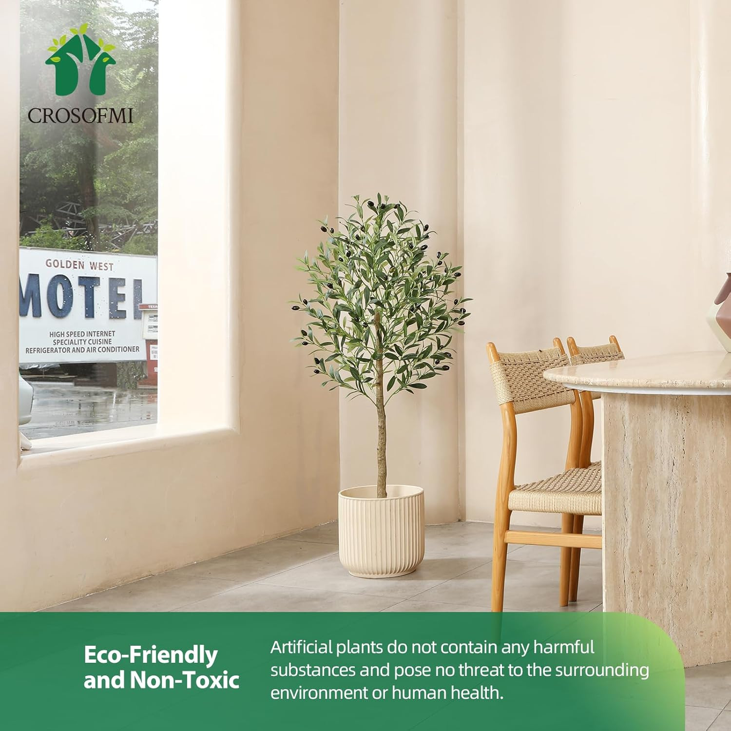 CROSOFMI Artificial Olive Tree Plant 4 Feet Fake Topiary Silk Tree, Perfect Faux Plants in Pot fo... | Amazon (US)