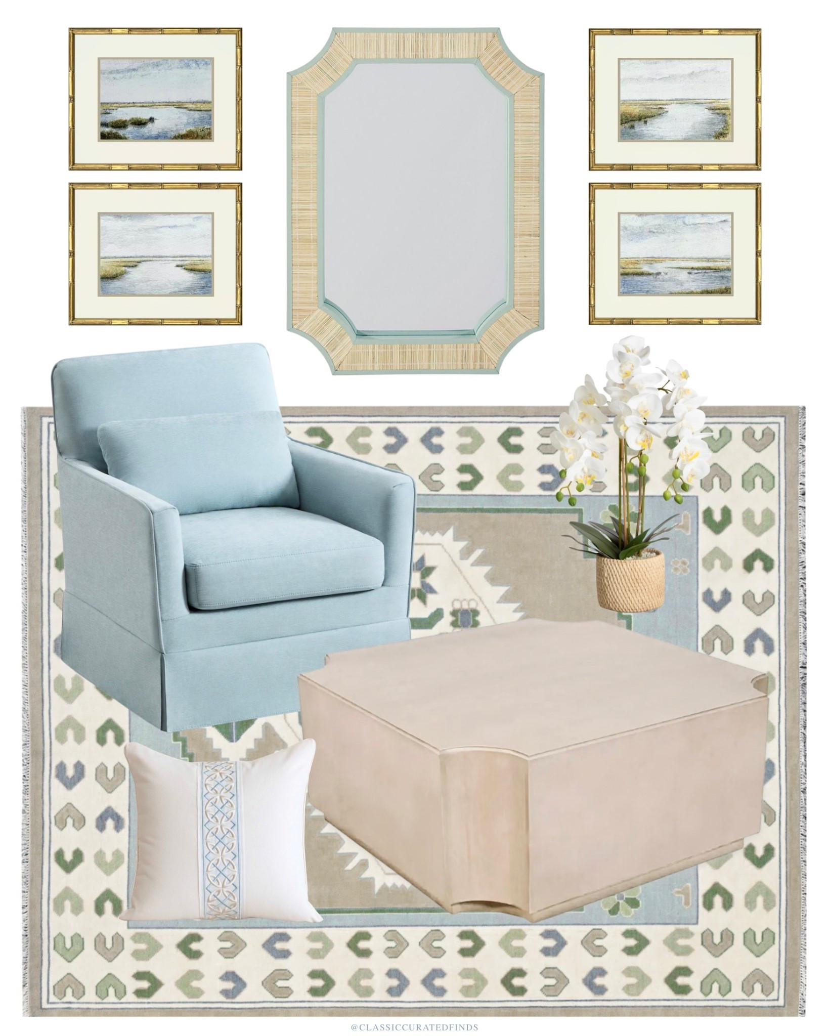 Loving these muted tones for a classic living room look!🩵

Home Decor, Grandmillennial, Coastal Home, Coffee Table, Oushak, Chair

#LTKHome