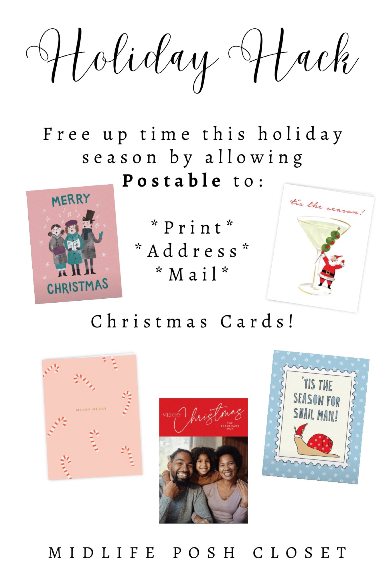 Holiday Hack! Free up time this holiday season by allowing Postable to print, address, and mail your Christmas Cards! You can also set up on Postable to automatically mail your birthday and anniversary cards throughout the year.

#LTKSeasonal #LTKHoliday