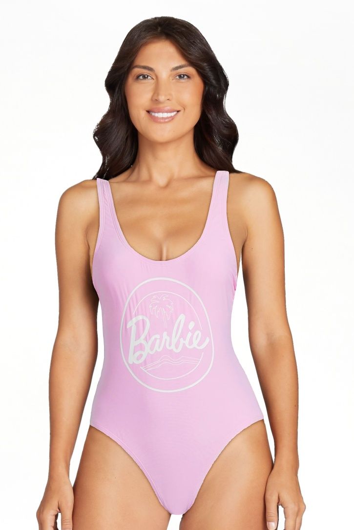 Barbie ™ Women's Scoop Neck High Leg One Piece Swimsuit, Sizes XS-XXL | Walmart (US)