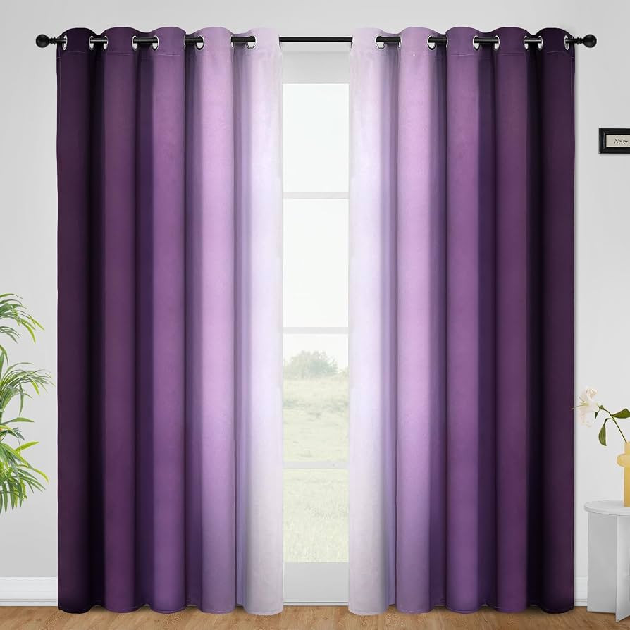 COSVIYA Curtains & Drapes Ombre Purple Curtains 96 inch Length 2 Panels, Grommet Room Darkening L... | Amazon (US)