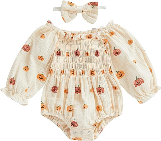 Newborn Baby Girl Outfit Cute Romper Long Sleeve Ruched Bodysuit Comfy Outfits Baby Girl Clothes | Amazon (US)