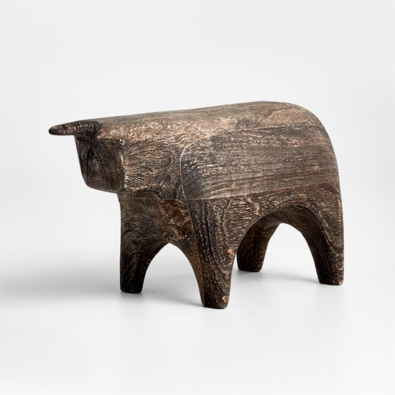 Black Wood Bull Sculpture 10" + Reviews | Crate & Barrel | Crate & Barrel