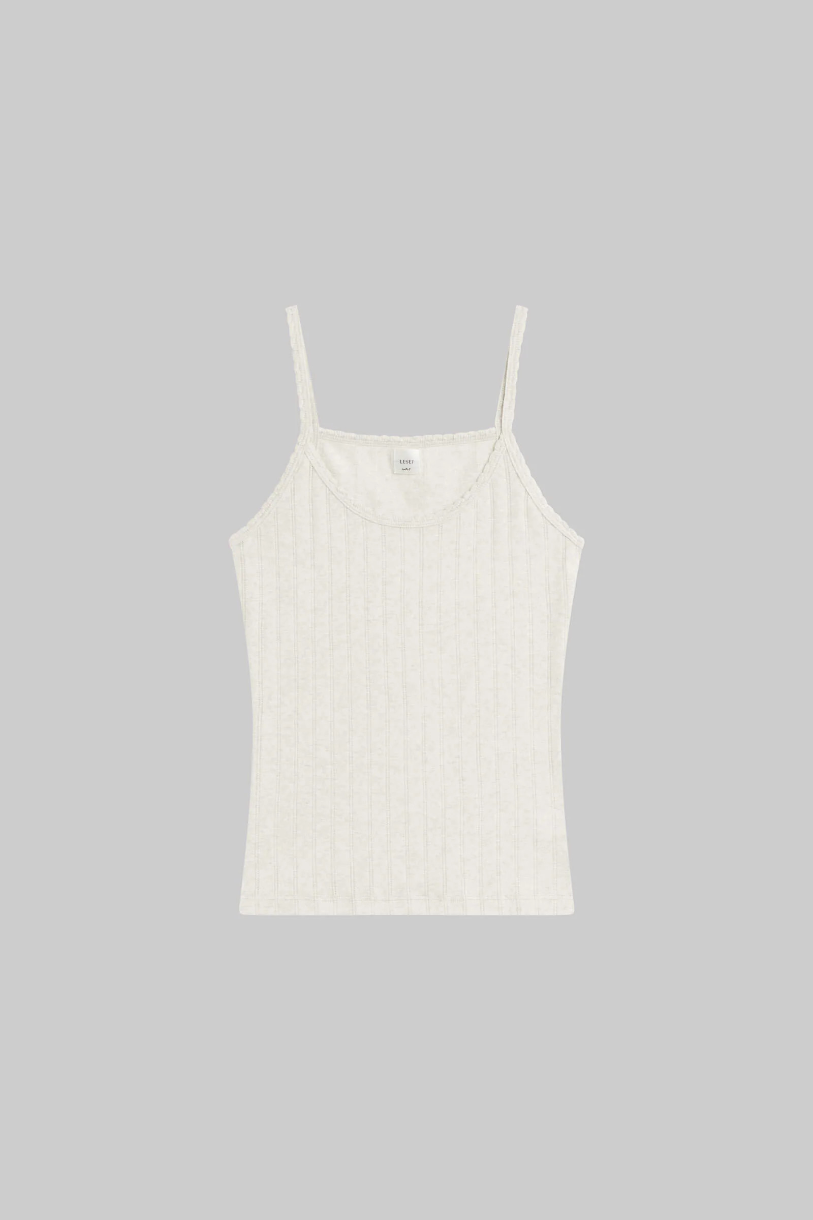 LESET Pointelle Tank in Cloud Melange in Cotton | LESET