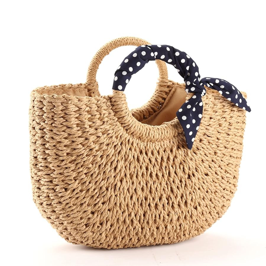 YXILEE Summer Beach bag,Handmade Large Straw Tote Bag Womens Handbag | Amazon (US)