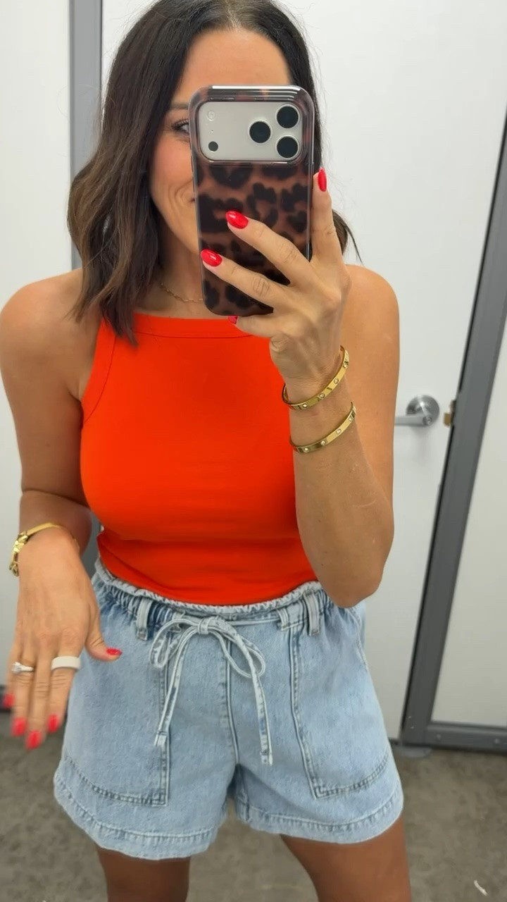 this tank from walmart is TOO good! paired with these comfy denim shorts for the easiest summer outfit. wearing an XS! #walmartfashion #walmartfinds #summerstyle #casualoutfit #affordablefashion #walmartstyle #ootd #everydaylook