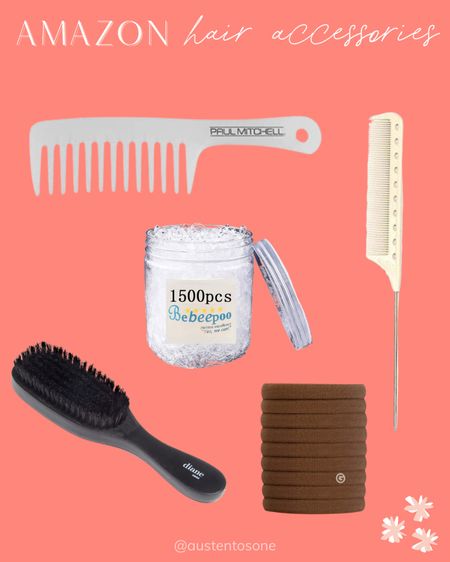 Amazon hair tools and accessories under $20! I got some new hair ties (small clear hair ties and big thick brown hair ties) and 3 new brushes and combs to revamp my hair routine  

#LTKunder50 #LTKbeauty