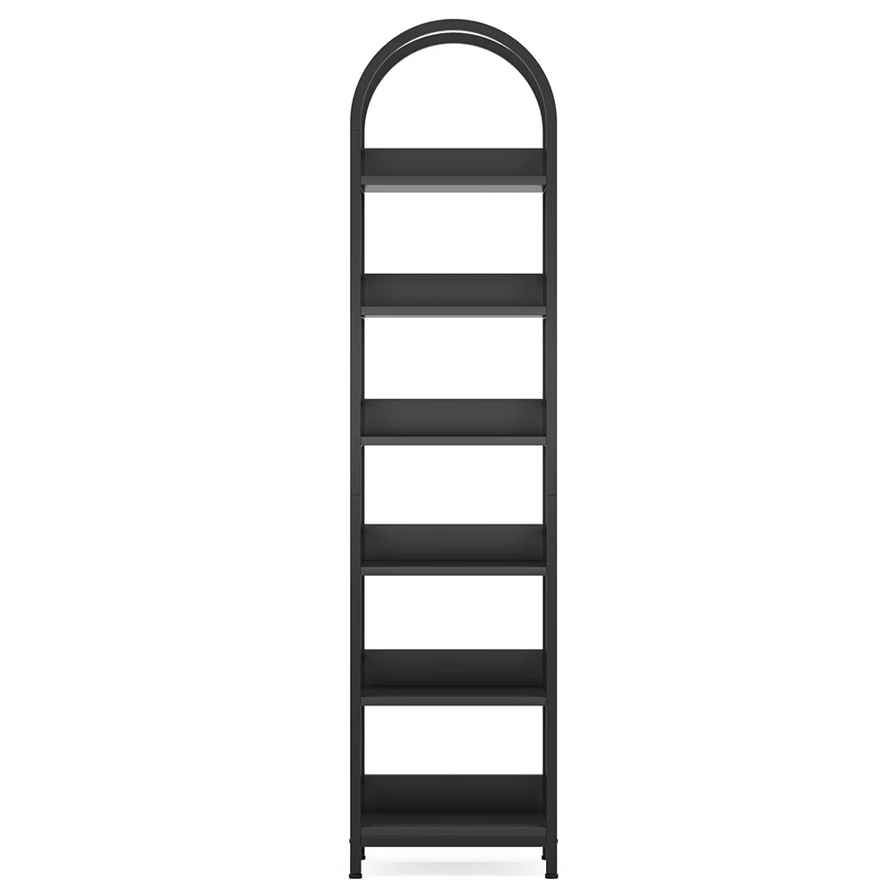 Canddidliike 6-Tier Bookshelf with Thick E1 Particleboard, 78.7" Narrow Bookcase Arched Display S... | Walmart (US)