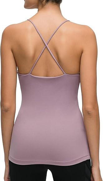 Lemedy Workout Tank Top Built in Bra Strappy Back Yoga Activewear for Women | Amazon (US)