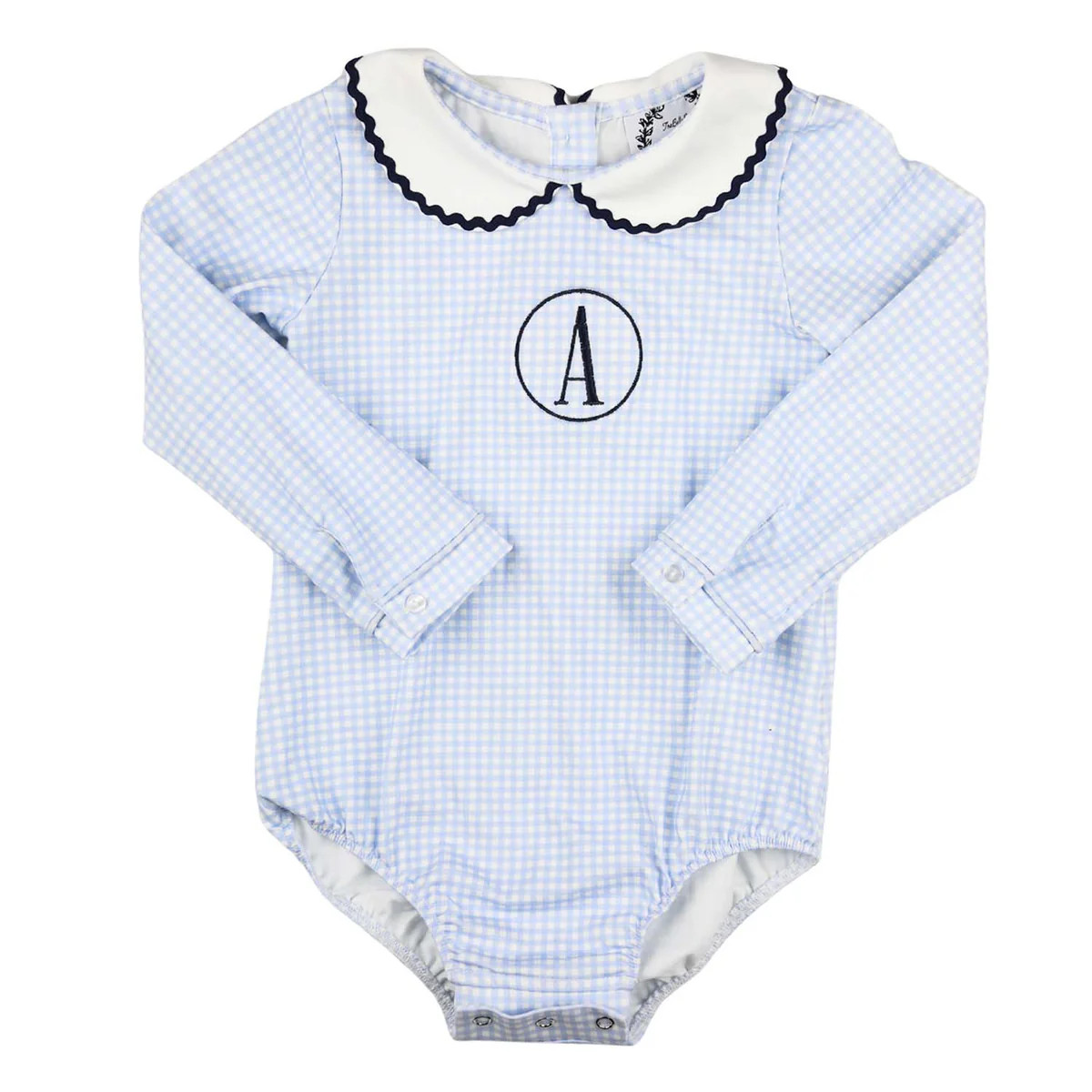 Blue Gingham RicRac Collar Bubble | The Bella Bean
