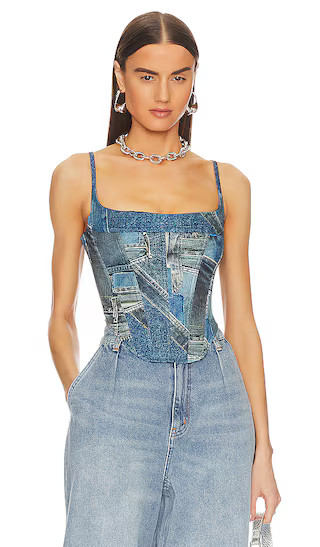 Love Corset in Denim Print | Revolve Clothing (Global)