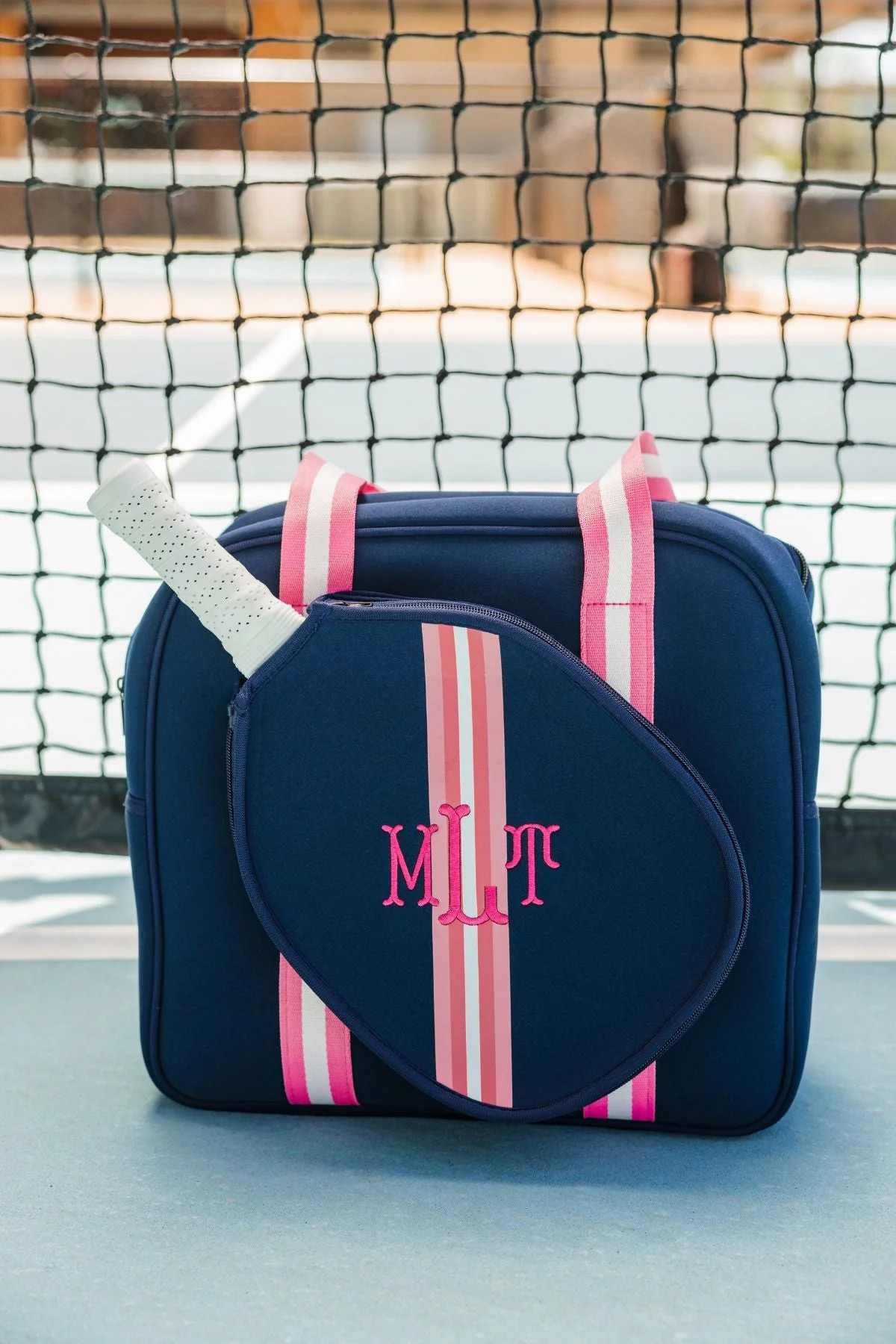 Striped Monogram Pickleball Bag | Sprinkled With Pink