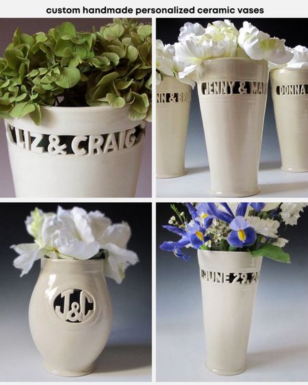 Custom personalized ceramic vase with initials, names or a date. Couple gift idea for wedding, anniversary or housewarming. 
Shop small Saturday. Small business.

#LTKhome #LTKGiftGuide #LTKwedding