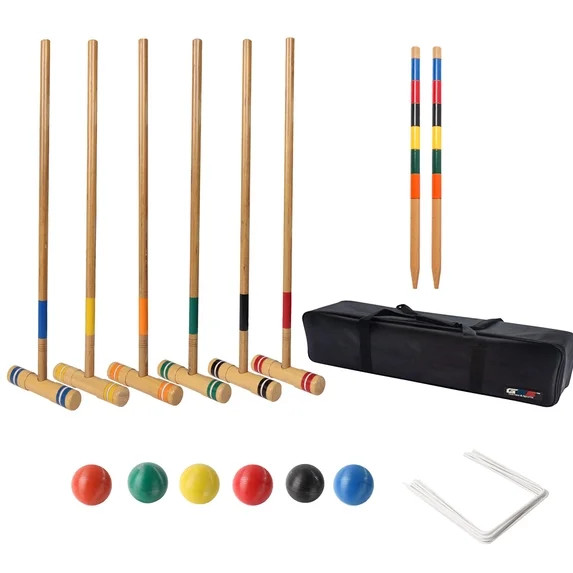GSE Games & Sports Expert 6-Player Outdoor Yard Croquet Game Set with Wooden Mallets and Mutli-Co... | Walmart (US)