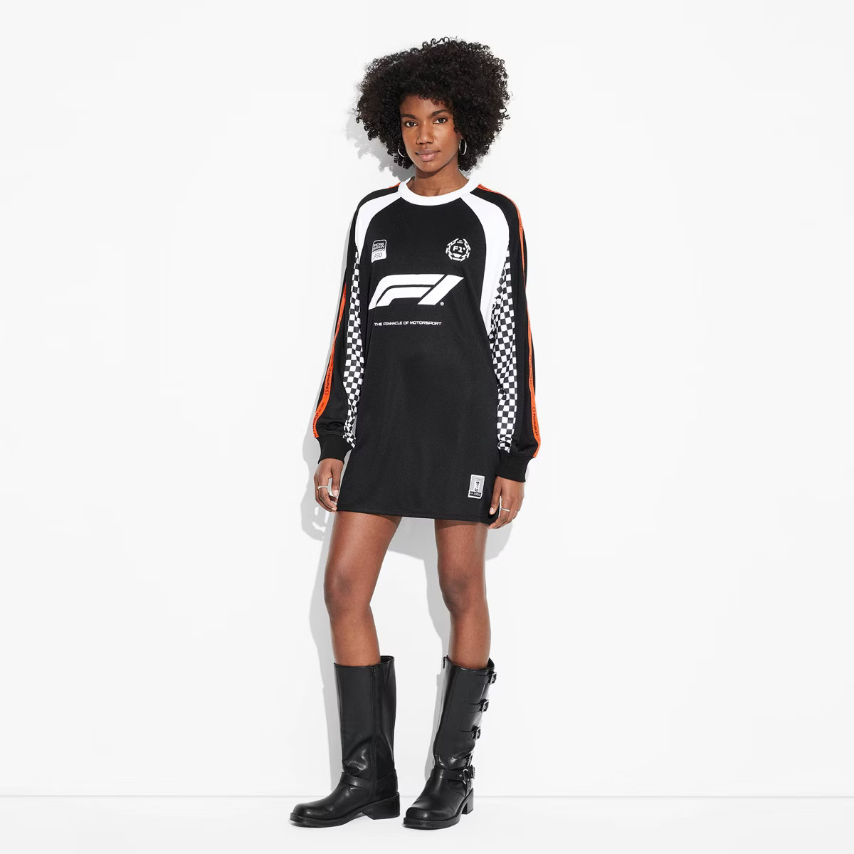 Women's Formula 1 Long Sleeve Graphic T-Shirt Dress - Black | Target