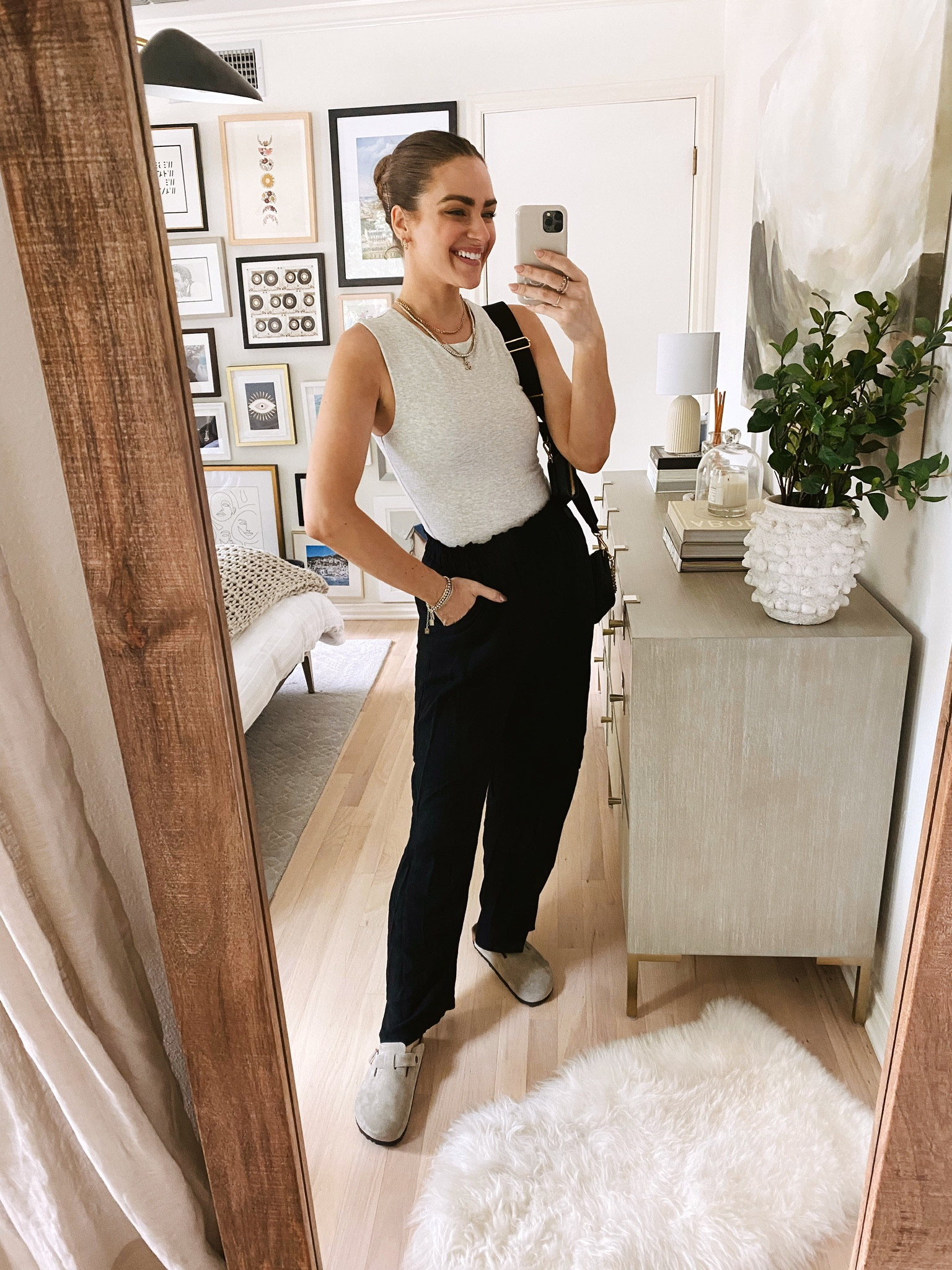 Cute + casual errands 'fit for fall. This bodysuit is such a good basic & comes in multiple colors. Wearing a size S in bodysuit. Pants are an Amazon find & are SO good // fall outfit, fall trends, fall fashion, fall style, fall outfit inspo, AF, Abercrombie, Abercrombie outfit, fall outfit ideas, neutral outfits, fall outfits