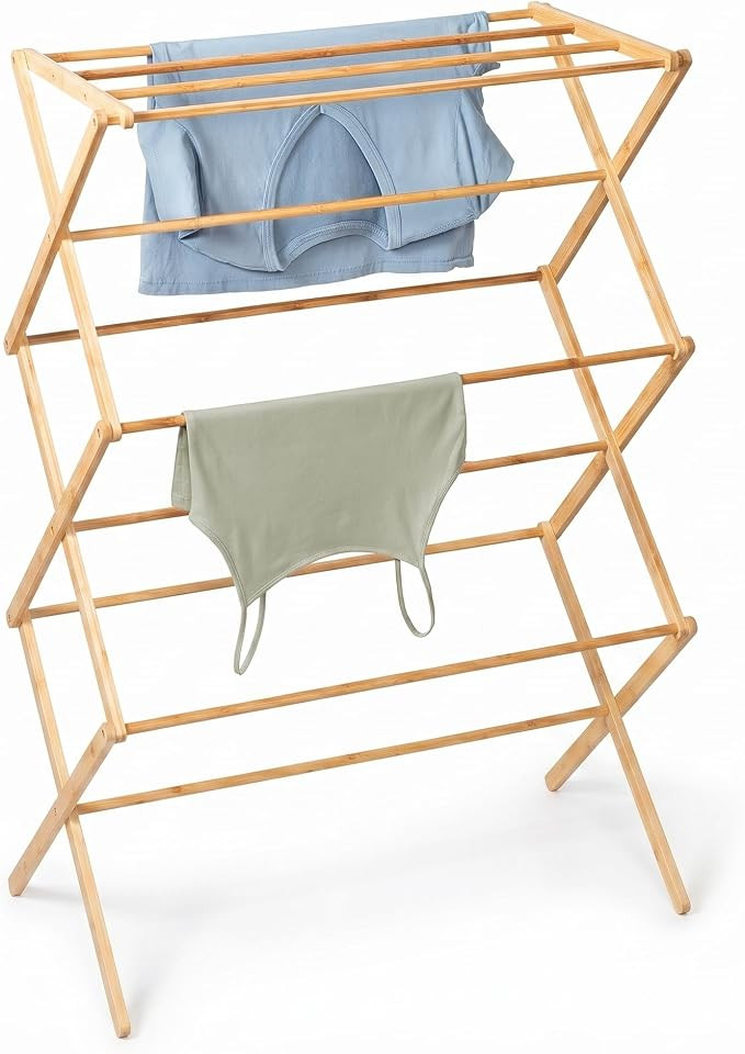 Honey-Can-Do Collapsible Bamboo Drying Rack – Sturdy & Foldable Laundry Drying Rack, Space-Savi... | Amazon (US)