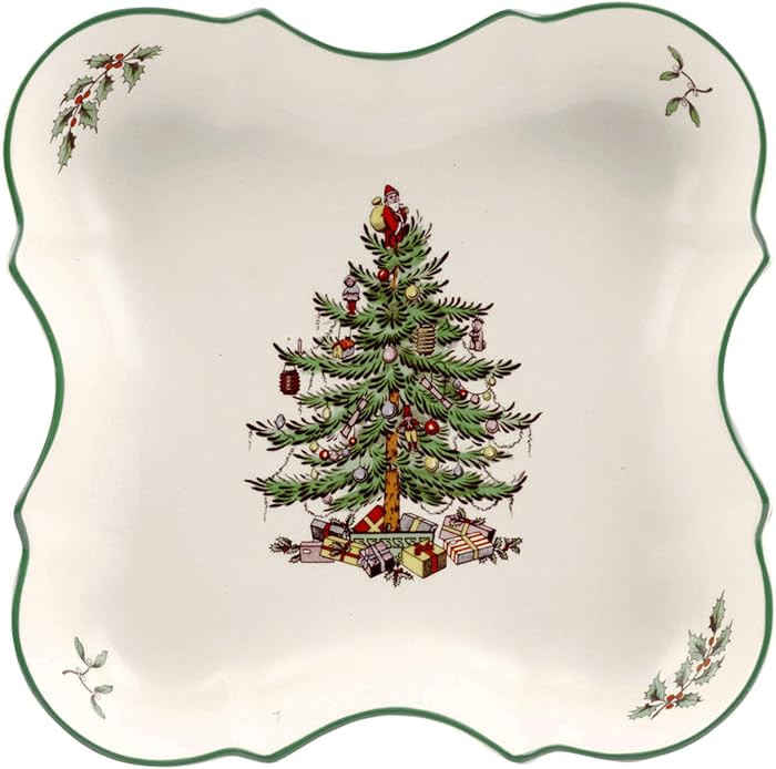 Spode Christmas Tree Devonia Tray - 8.5 Inch Festive Serving Bowl in Fine Earthenware for Salad, ... | Amazon (US)