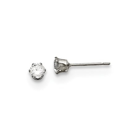 Stainless Steel 4mm Round Cubic Zirconia Cz Stud Post Earrings | Walmart (US)
