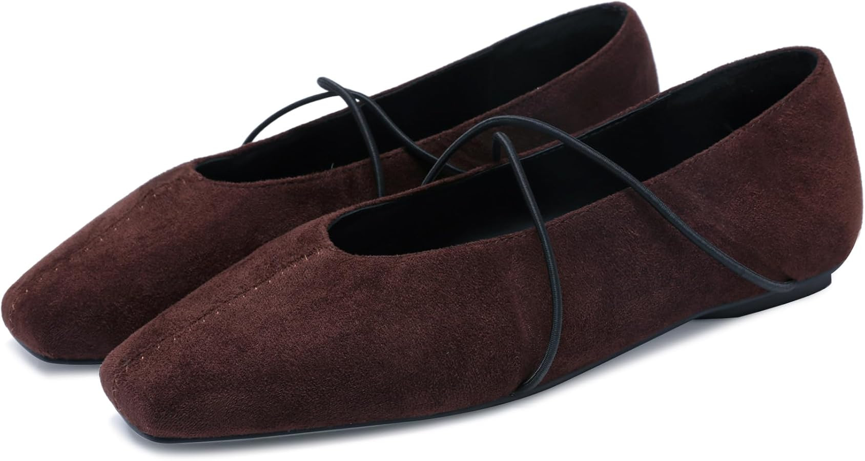 Women's Square Toe Ballet Flats Criss-Cross Straps Comfortable Slip On Mary Jane Flat Shoes for O... | Amazon (US)