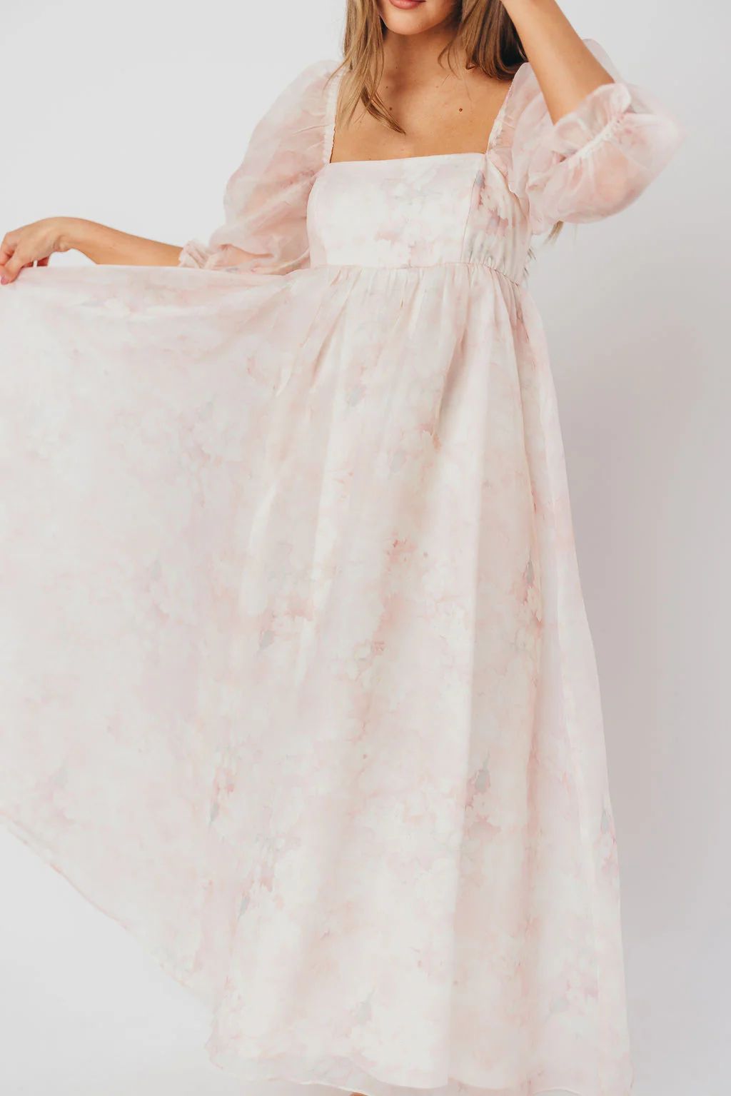 *New* Mona Maxi Dress with Smocking in Pale Pink Floral - Bump Friendl | Worth Collective