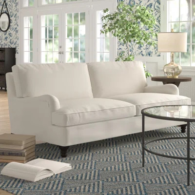Samuel 82" Charles of London Sofa Body Fabric: Zula Pumice, Piping Fabric: Classic Bleach White | Wayfair North America