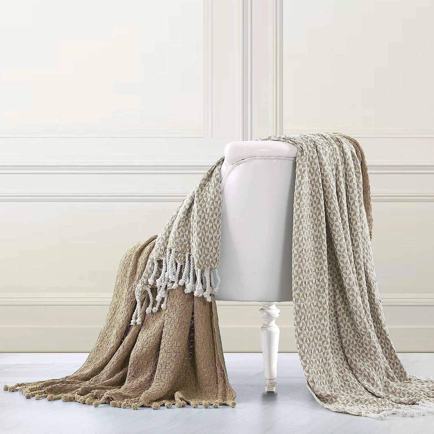 Amrapur Overseas | Picasso 100% Cotton 2 Pack Throw Blanket (Taupe) | Amazon (US)