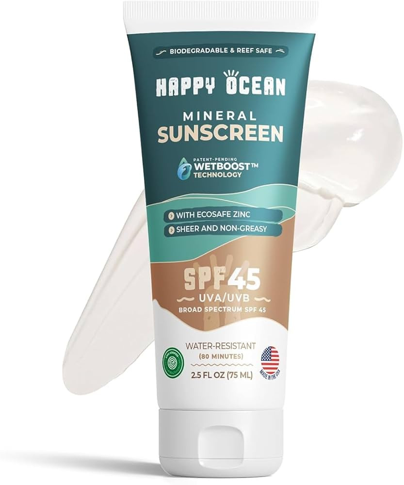 SPF 45 Biodegradable Mineral Sunscreen for Face & Body, Non Toxic Organic Sunscreen, Non Nano Zin... | Amazon (US)