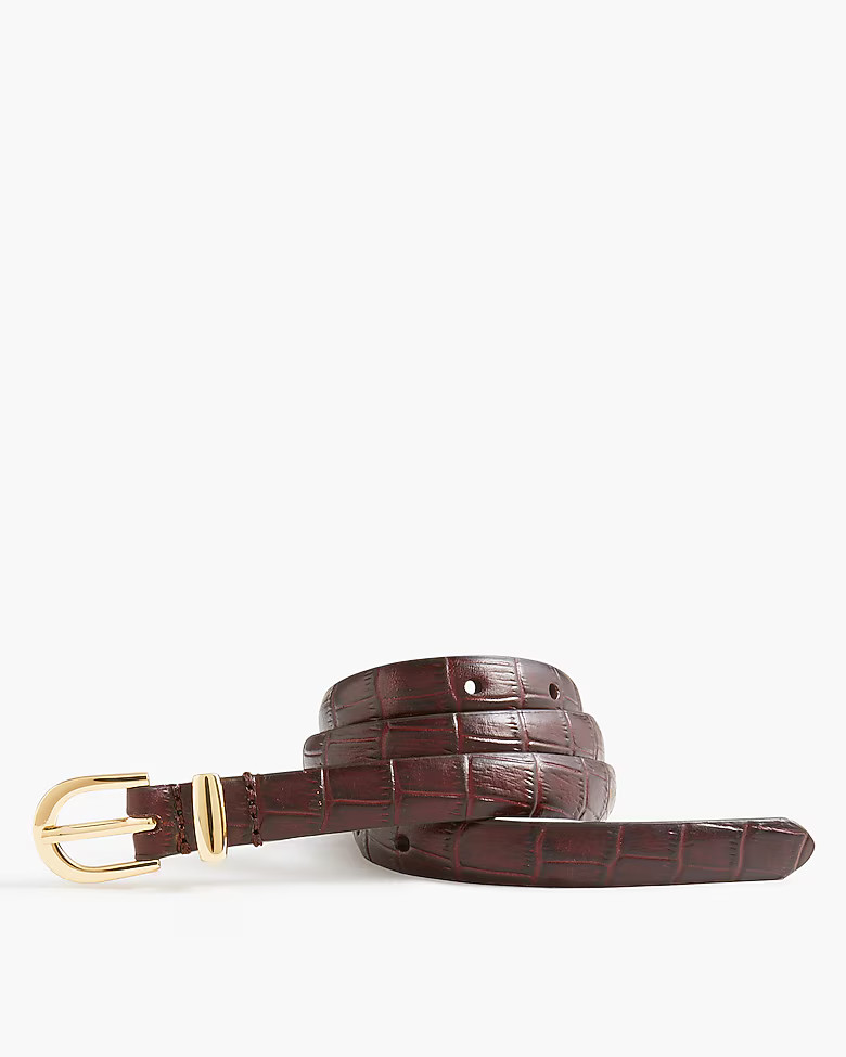 Embossed leather skinny croc belt | J.Crew Factory