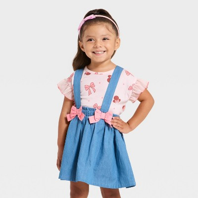 Toddler Girls' 2pc Disney Minnie Mouse T-Shirt & Skirt Set - Blue 3T | Target