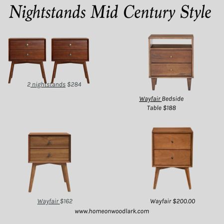 Mid century night stands never go out of style.  Here are some affordable options.  

Wayfair nightstands.  Target bedside tables.  Mid century bedroom furniture.  

#LTKstyletip #LTKfamily #LTKhome