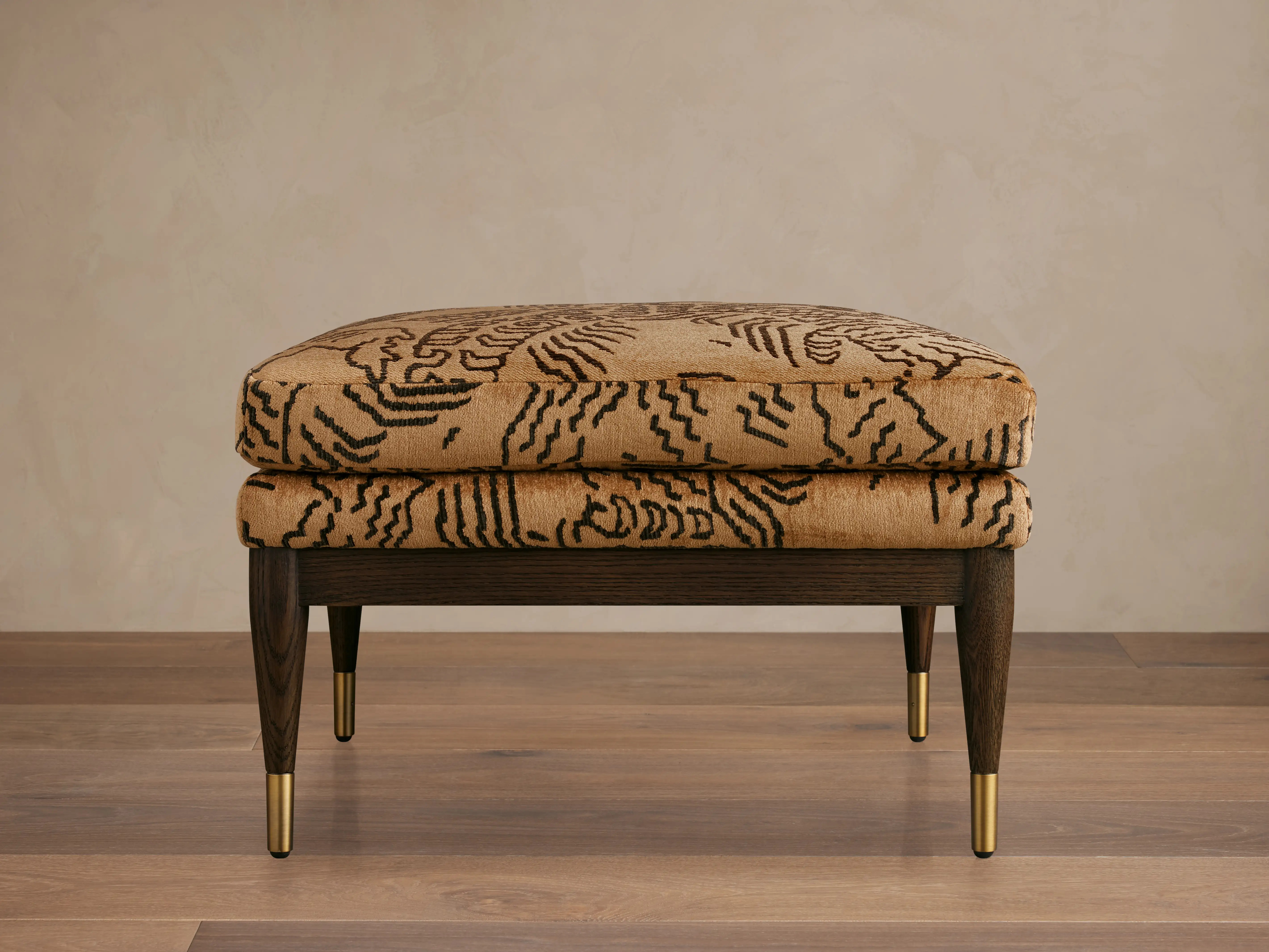 Fisher Square Ottoman in Moura Cognac | Arhaus