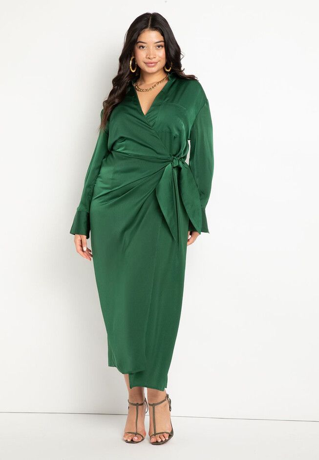 Satin Maxi Wrap Dress | Eloquii